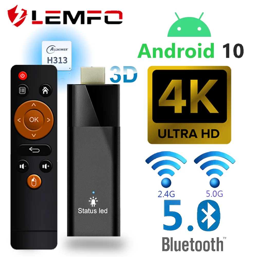 LEMFO Q6 ̴ TV ƽ Ʈ TV ڽ, ȵ̵ 10, Allwinner H313  ھ Cortex A53, 2GB 16GB BT5.2 HDMI2.0, 4K HDR10 + WIFI H.26